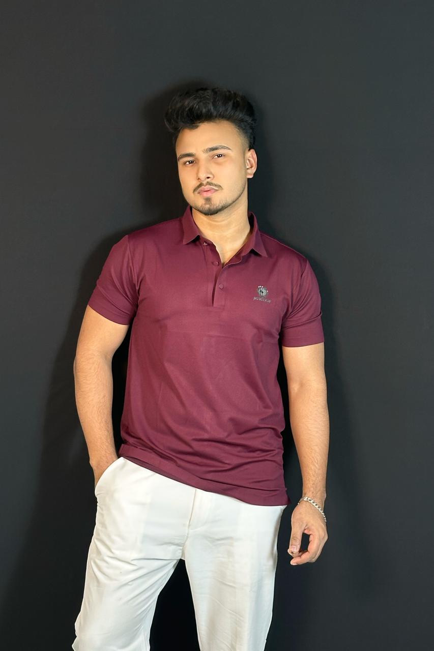 মেরুন কালার পোলো টি-শার্ট-T